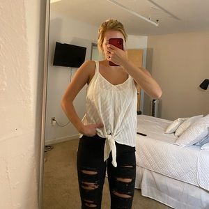White tank top with tie